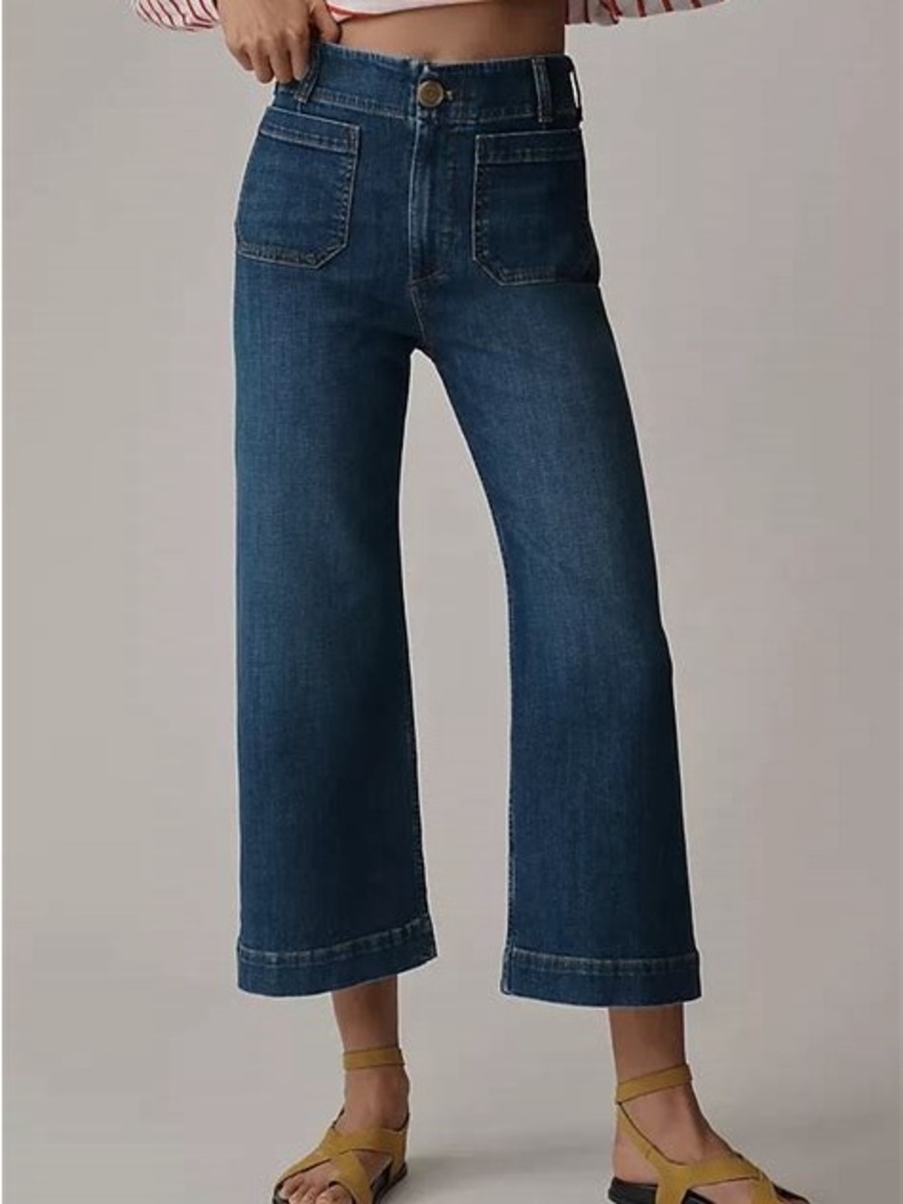 Maeve “The Colette” Dark Blue Cropped Wide-Leg Jeans size 28